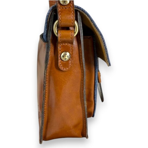 Patricia Nash Lari Denim & Leather Colorblock Crossbody Bag with Dust Bag - Picture 10 of 14